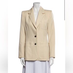 YSL Yves Saint Laurent Vintage Beige Pinstripe Striped Blazer Jacket Medium